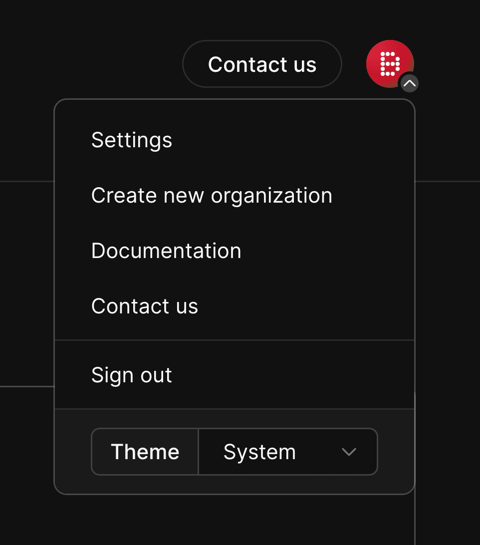 The PlanetScale account dropdown menu.