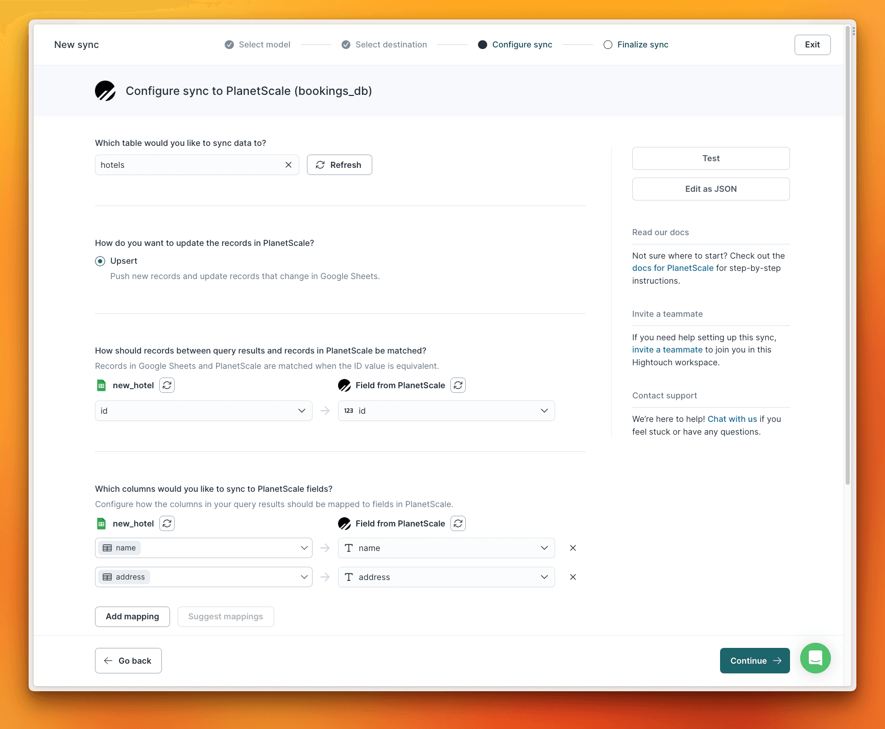 Field mappings in Hightouch