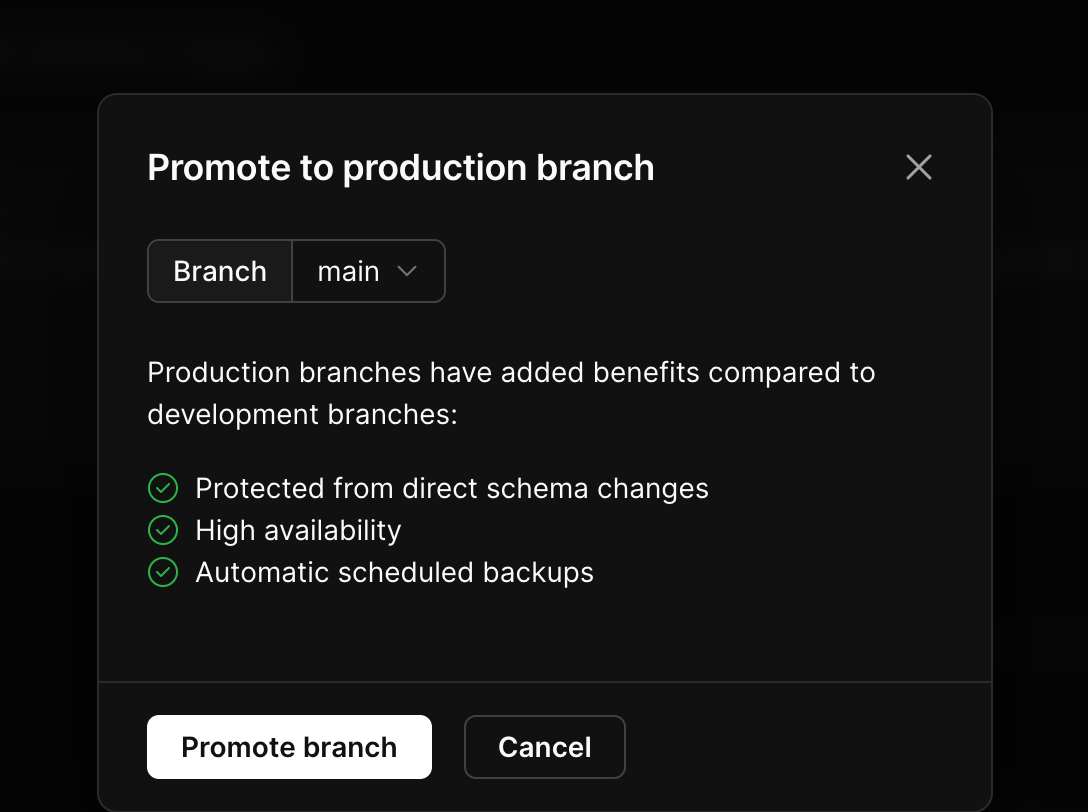 Promote to production modal