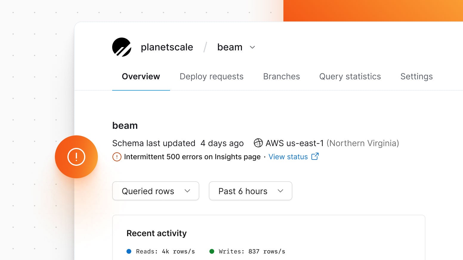 We now display PlanetScale system status directly in your dashboard