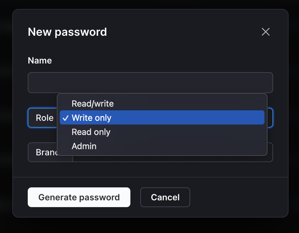 PlanetScale password roles