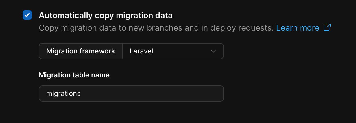 The automatic migrations setting