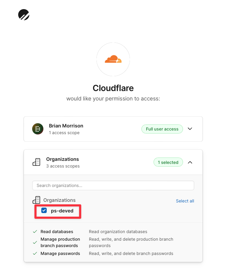 PlanetScale Cloudflare integration wizard - step 5