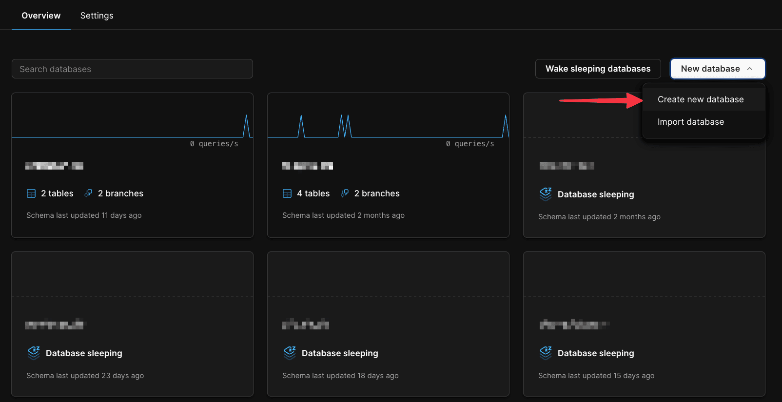 How to create a new database.