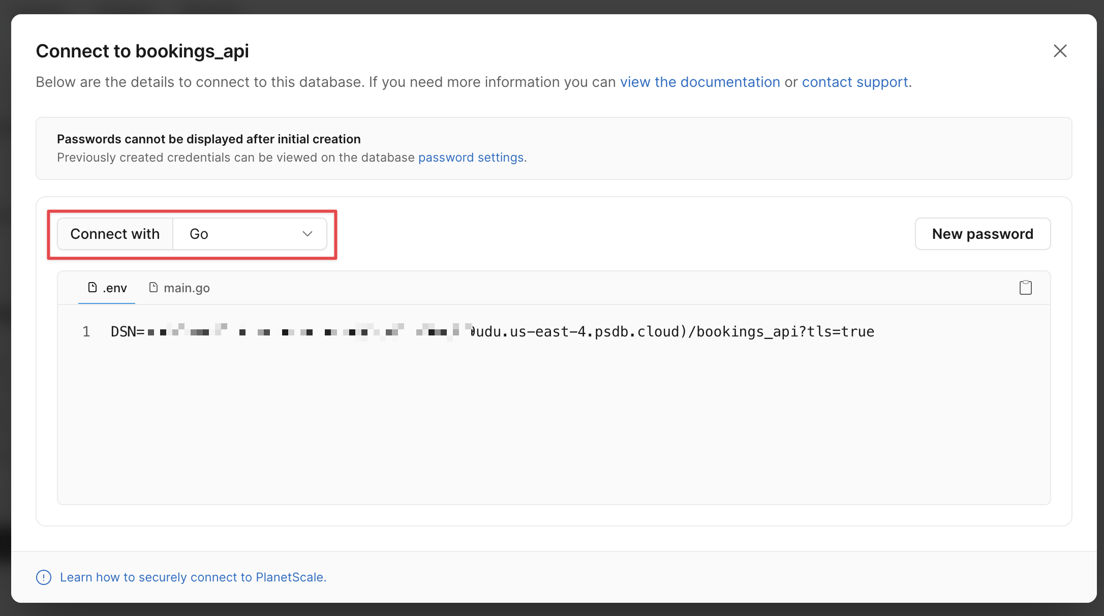 The Connect to form with the Connect with dropdown highlighted.