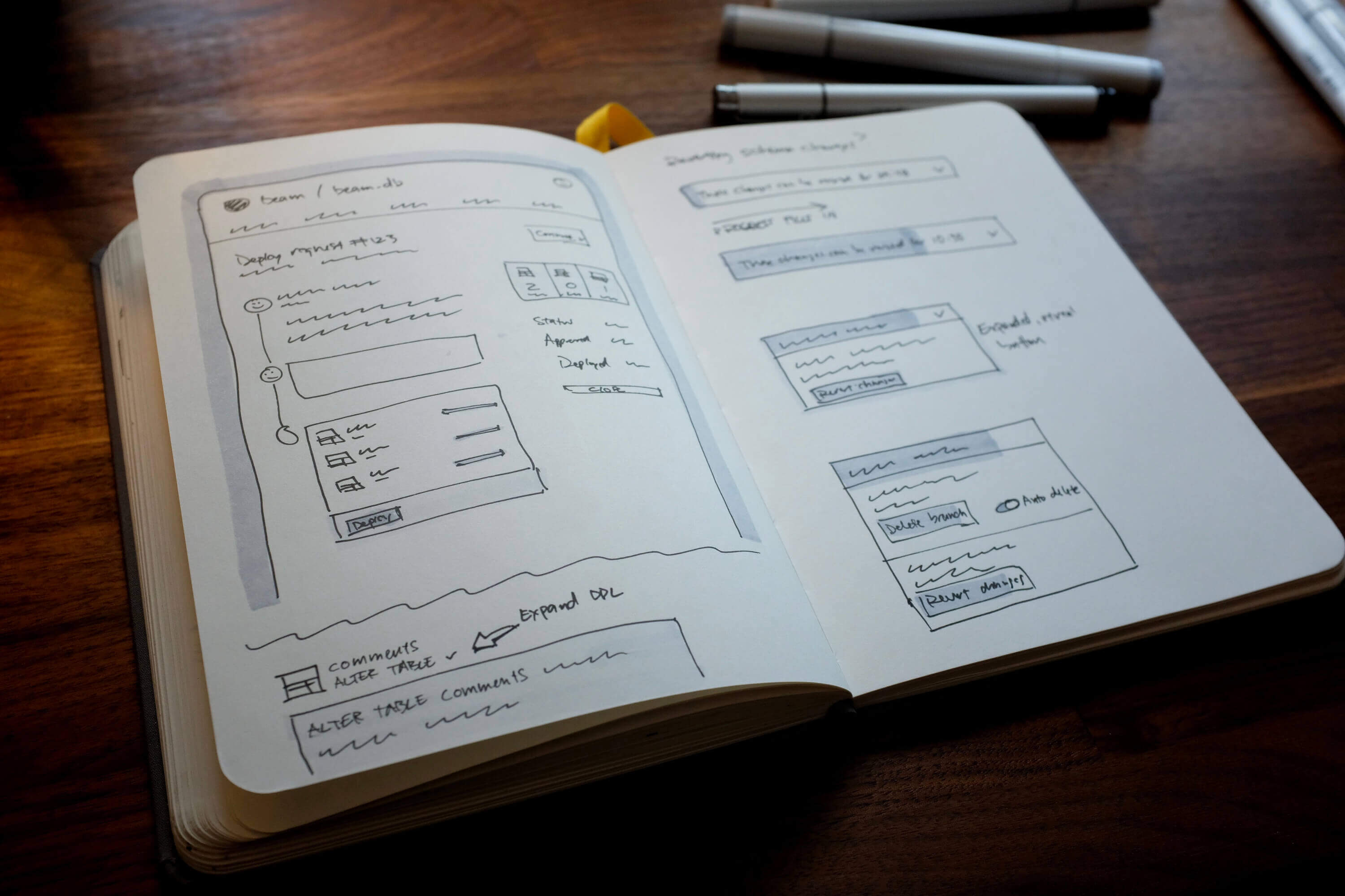 Low-fidelity sketches of deploy requests and schema reverts