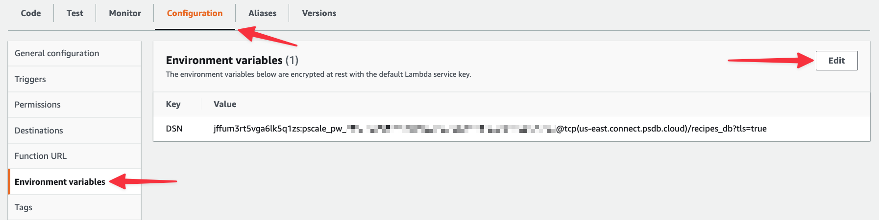 Editing the existing environment variables in Lambda.