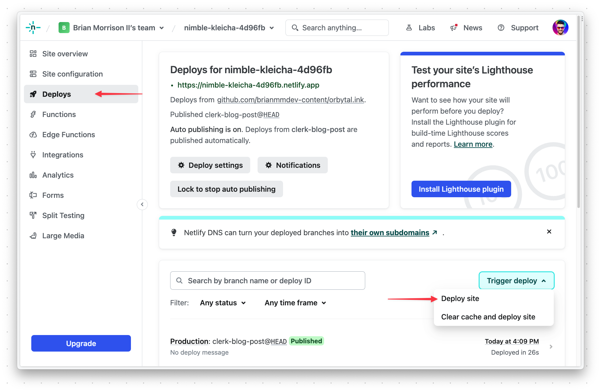 Redeploy the Netlify site.