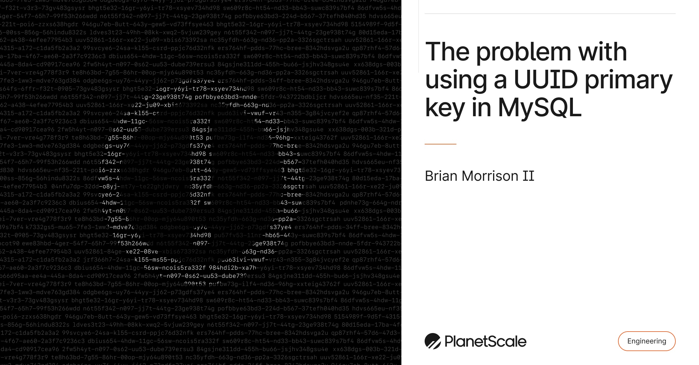The problem with using a UUID primary key in MySQL (9 minute read)