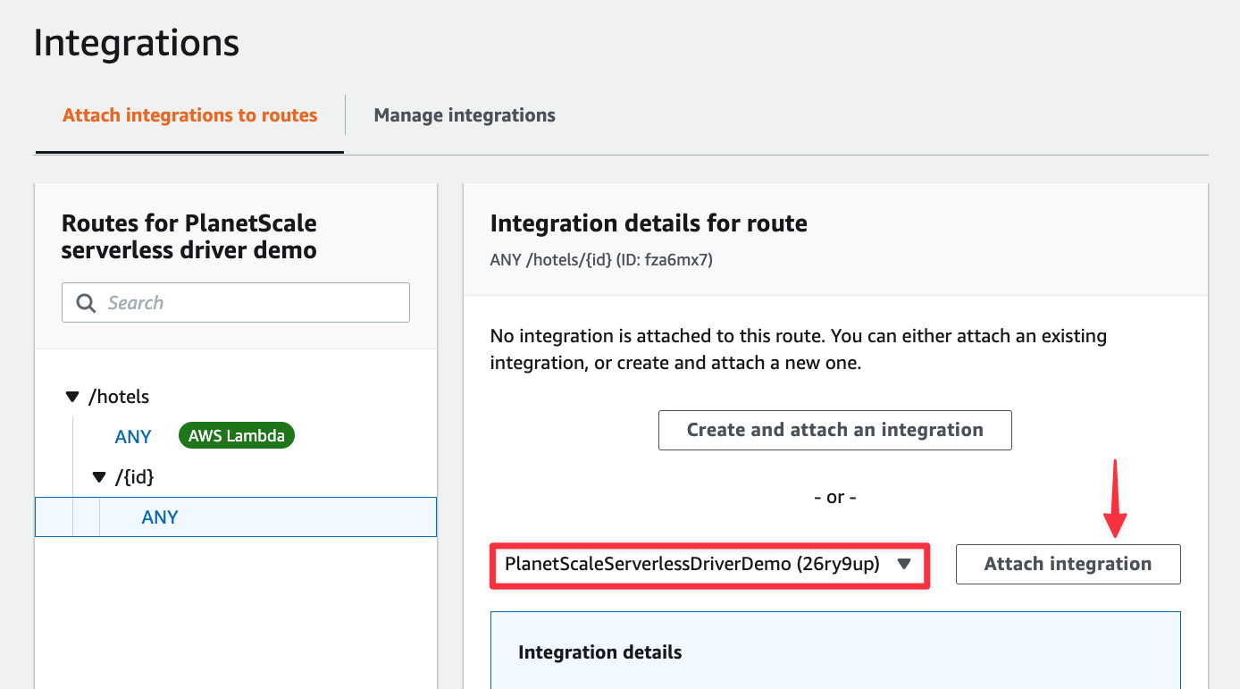 Adding an integration to the route.