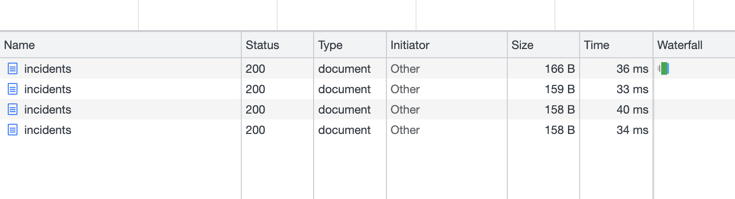 Developer tools network tab showing API response