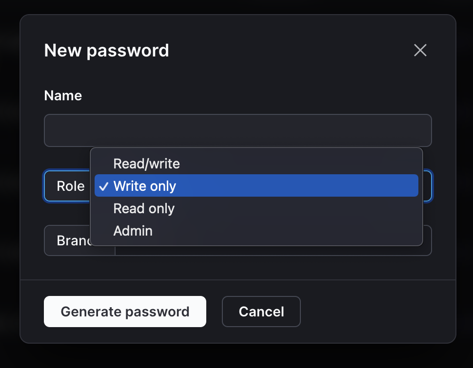 PlanetScale password roles {priority}