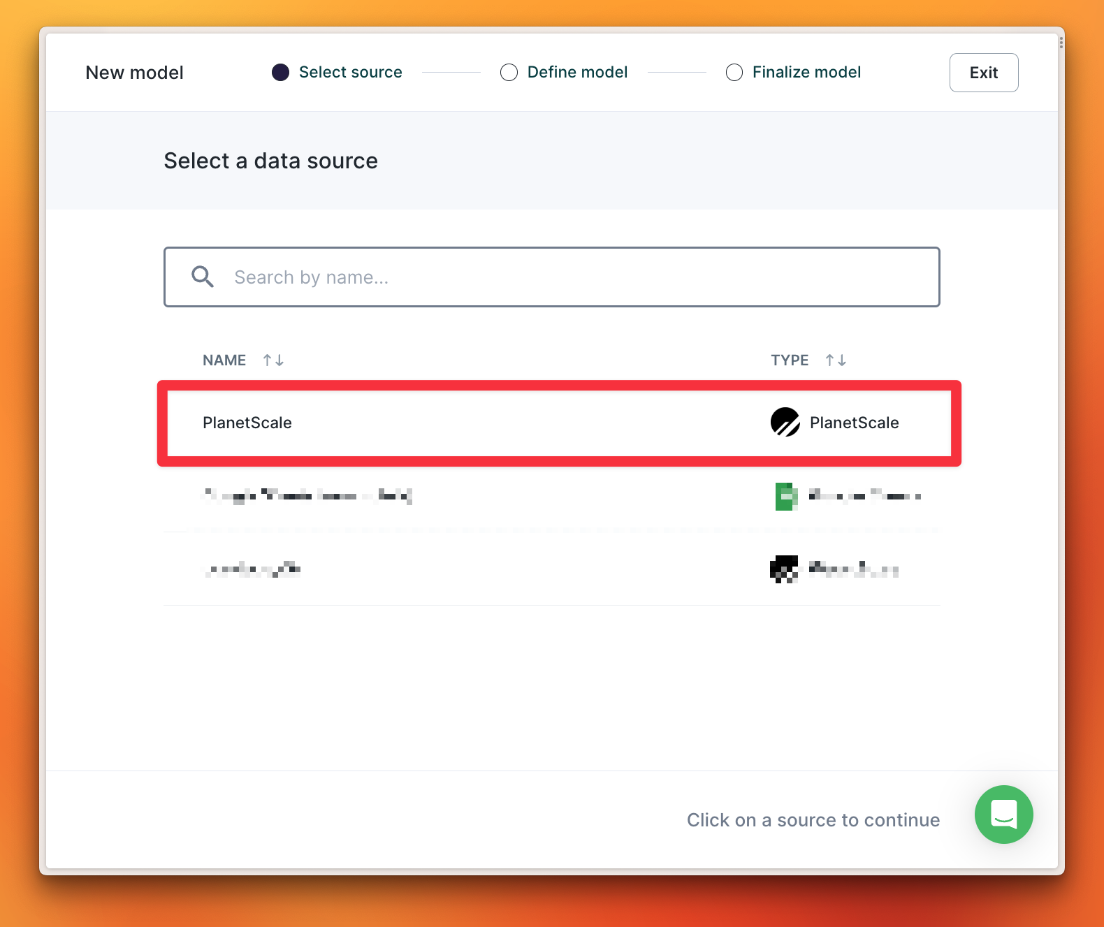 PlanetScale data source for the model