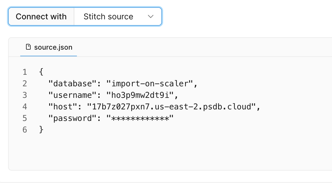 Stitch Source config