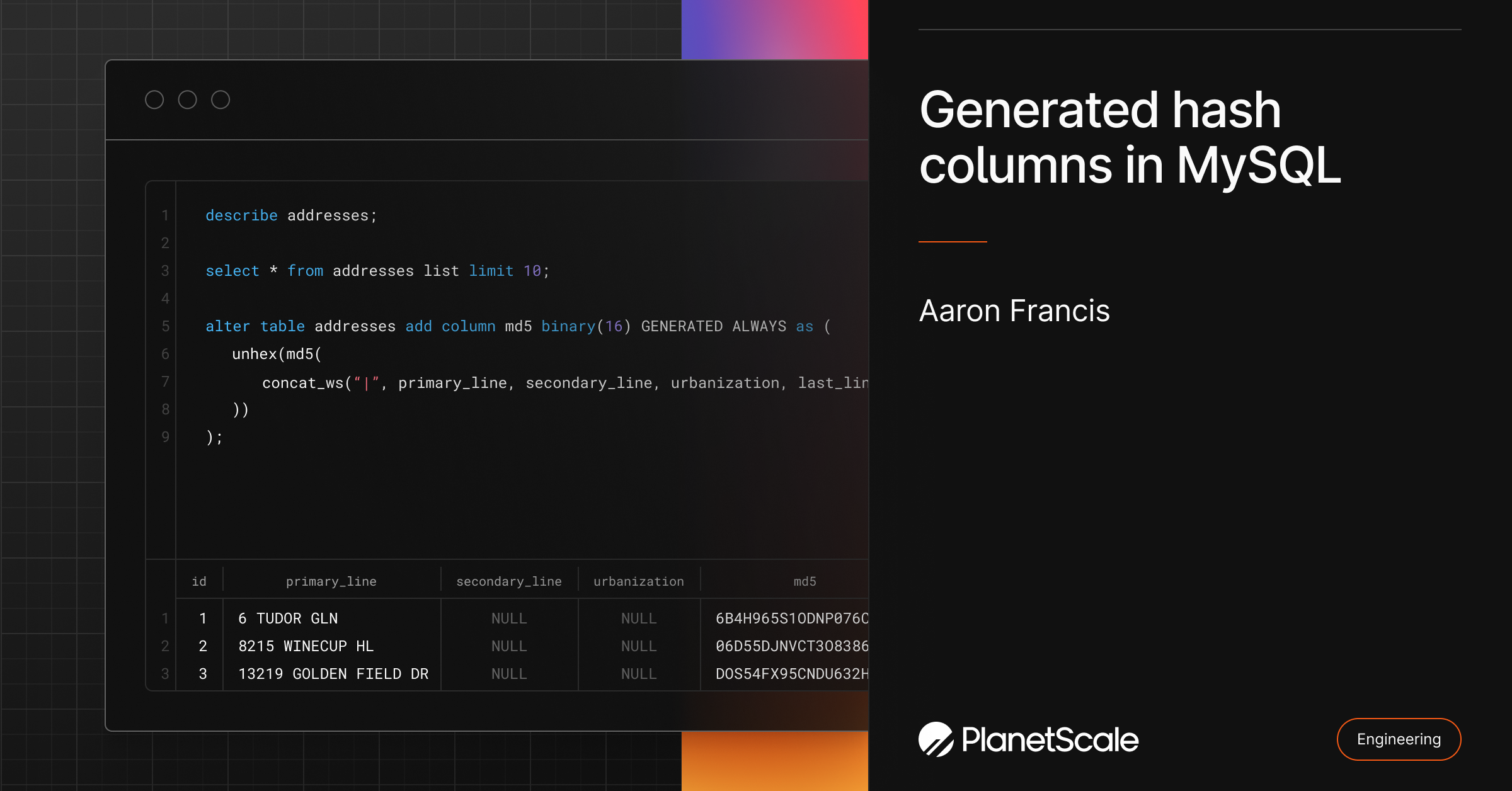 Generated Hash Columns In Mysql — Planetscale 6673